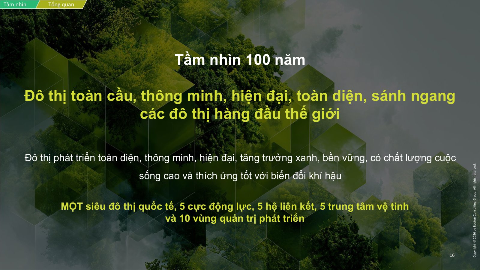 Slide tầm nhìn 100 năm TP.HCM: một siêu đô thị quốc tế, 5 cực động lực, 5 hệ liên kết, 5 trung tâm vệ tinh và 10 vùng quản trị phát triển